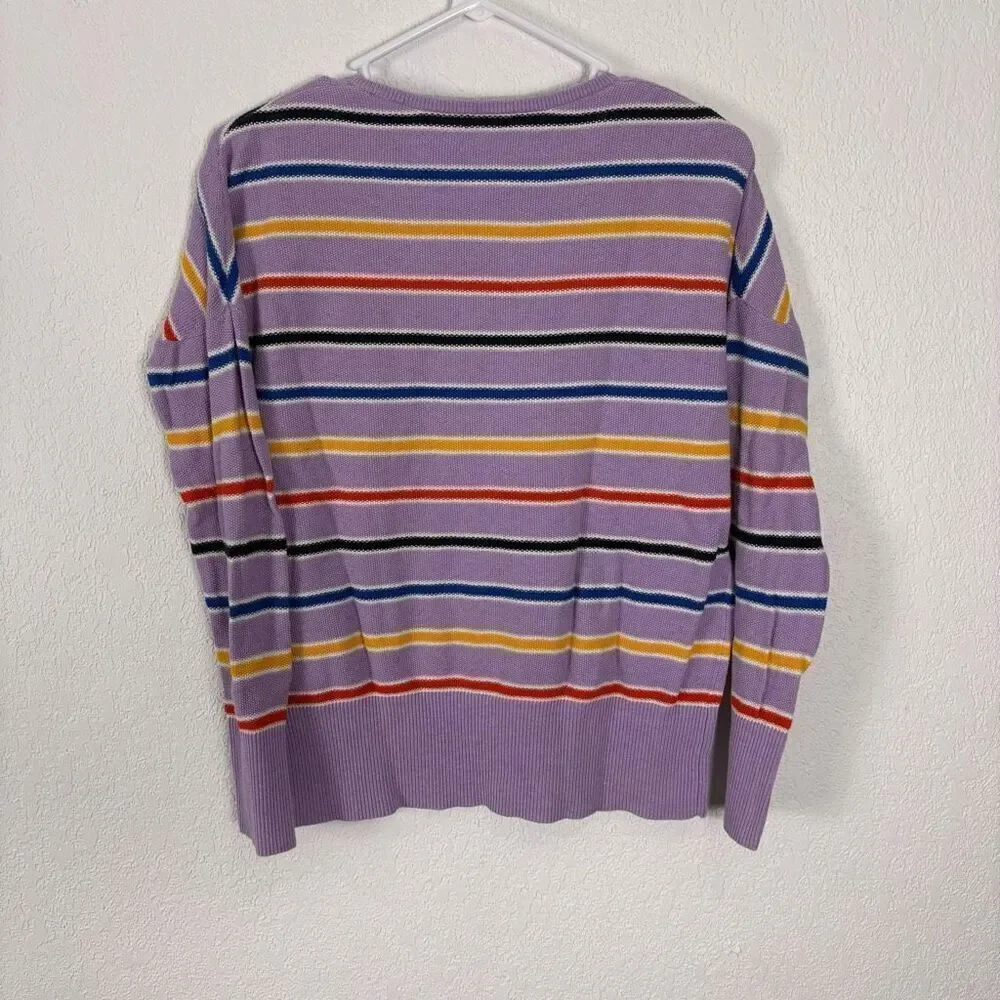 Kule Vandy Striped Pullover Sweater Purple with Colorful Stripes Size XS